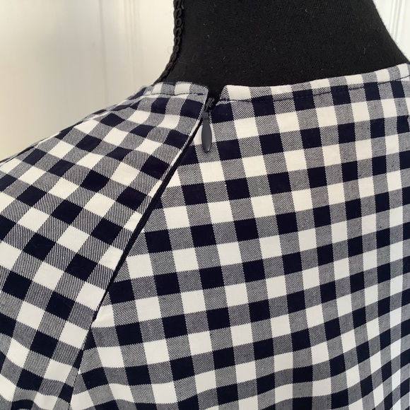 Gingham Victoria Beckham Boho Prairie Cottagecore Navy & White Top XS & XL Sizes - Picture 9 of 11